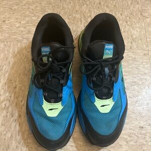 PUMA RS SYSTEM Blue Green Black Mesh Low Top Men's Running Sneakers